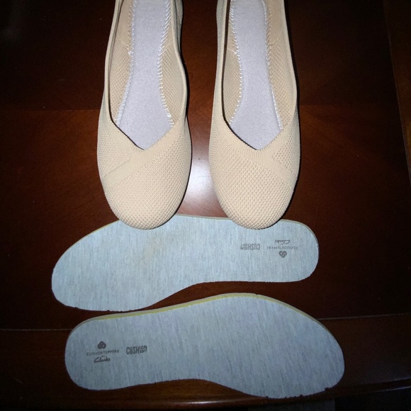 CLARKS TAN KNIT BALLET FLAT  8W. CLOUDSTEPPER - Picture 7 of 11